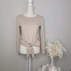 Talbots Petites | PP (S) | Gold | Long Sleeve Tie Waist | Top Boat Neck